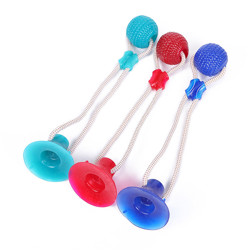 Dog toys Bite-resistant grinding tooth cleaning suction cup pull ball puppy boredom toy Corgi teddy pet supplies
